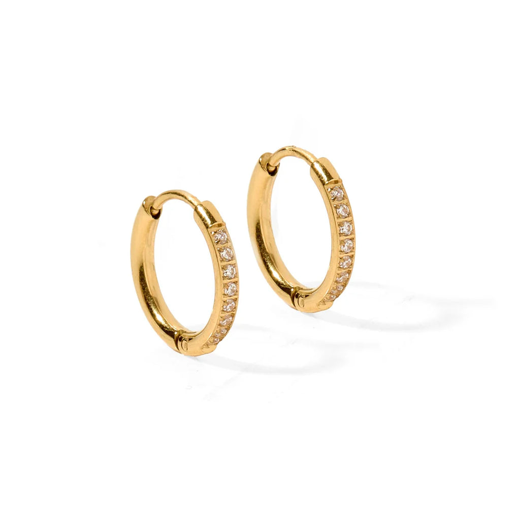 Scarlett Hoop Gold 12mm CZ Huggie Earrings