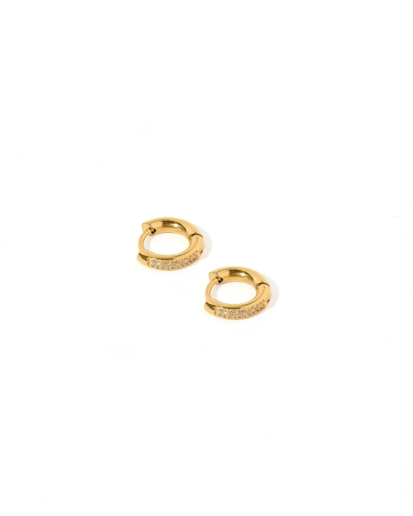 Scarlett Hoop Gold 8mm CZ Huggie Earrings