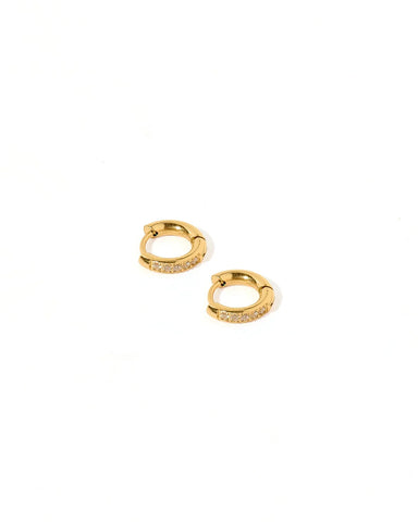Scarlett Hoop Gold 8mm CZ Huggie Earrings