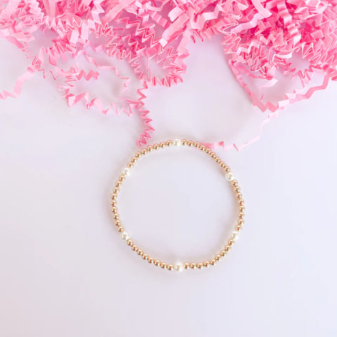 Madi Pearl Gold Filled Bead Bracelet