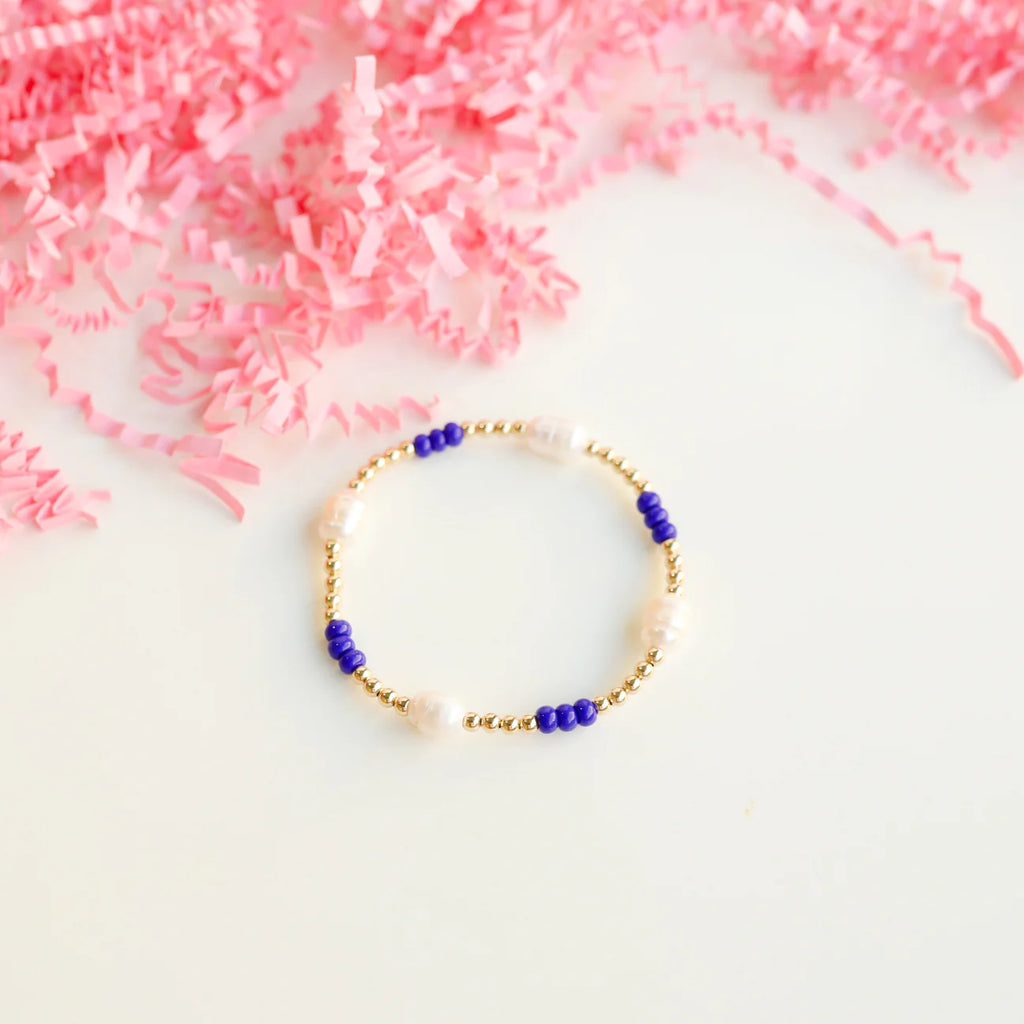 Blue School Spirit Pearl Poppi Bracelet