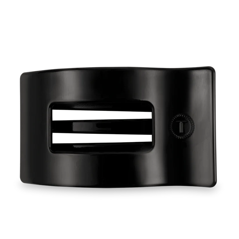 Jet Black Flat Rectangle Hair Clip