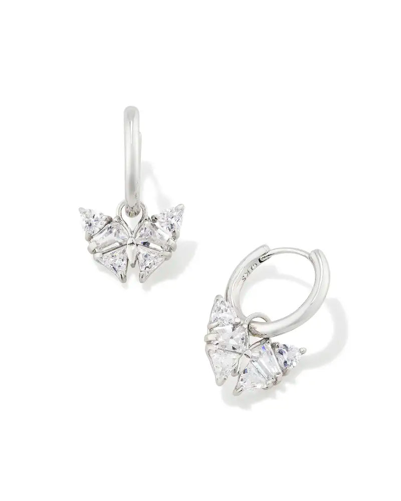 Blair Butterfly Huggie Earring in White Crystal