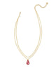 Camry Gold Enamel Frame Multi Strand Necklace in Azalea Illusion