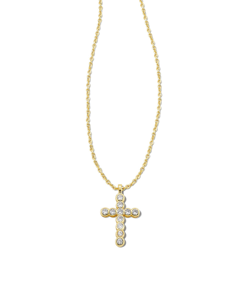 Cross Pendant Necklace in White Crystal