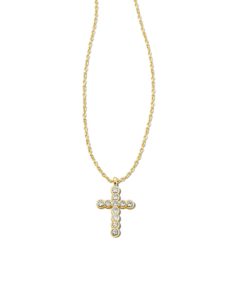 Cross Pendant Necklace in White Crystal