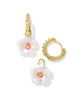 Deliah Gold Huggie Earrings in Iridescent Pink/White Mix