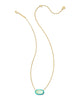 Elisa Enamel Gold Framed Short Pendant Necklace in Sea Green Ombre Illusion