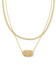Elisa Gold Herringbone Multi Strand Necklace in Iridescent Drusy