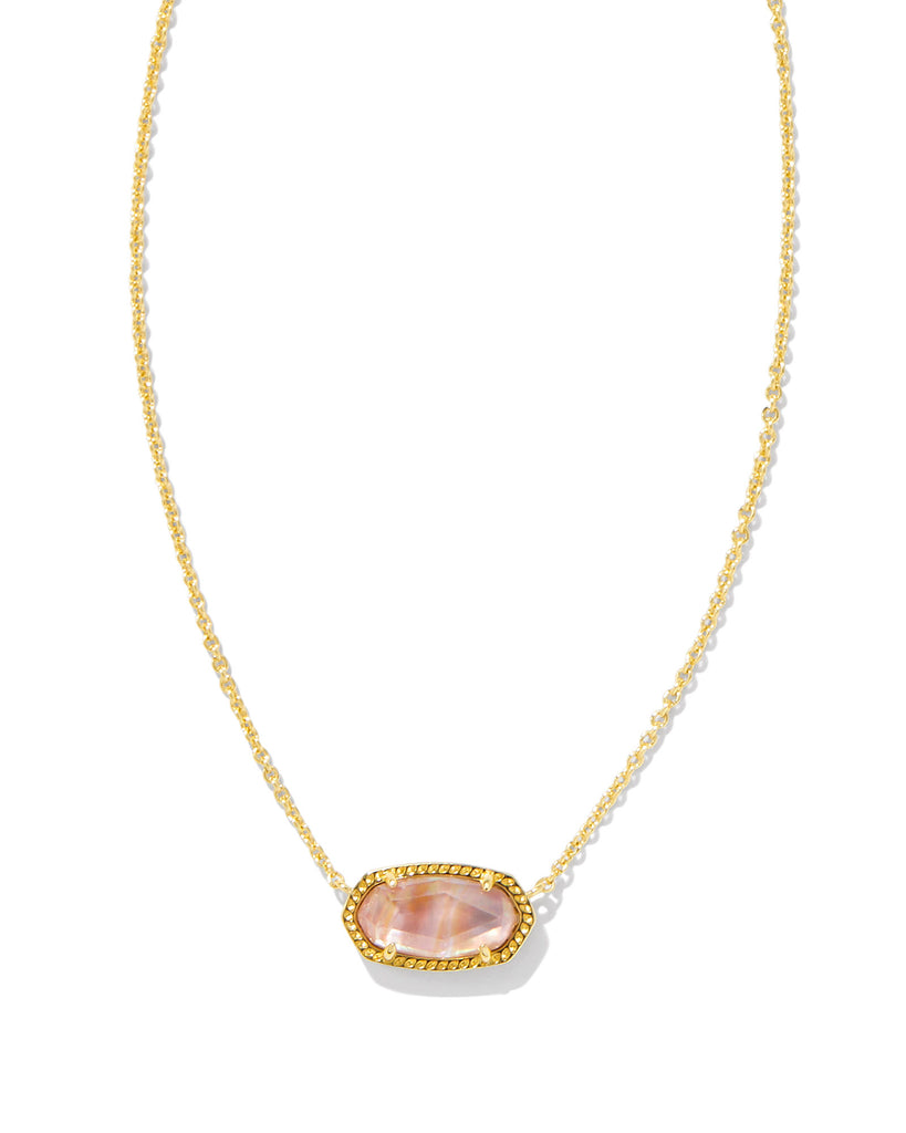 Elisa Gold Short Pendant Necklace in Light Pink Iridescent Abalone