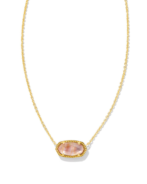 Elisa Gold Short Pendant Necklace in Light Pink Iridescent Abalone