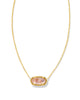 Elisa Gold Short Pendant Necklace in Light Pink Iridescent Abalone
