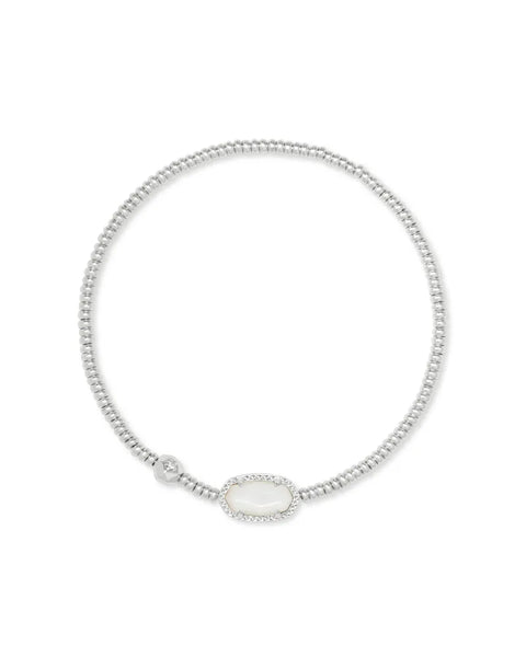 Grayson Stretch Bracelet in Silver Ivory Mother of Pearl