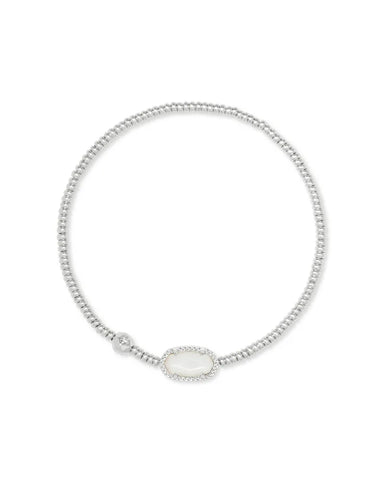 Grayson Stretch Bracelet in Silver Ivory Mother of Pearl