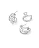 Jane Huggie White Enamel Silver Earrings