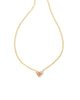 Katy Heart Gold Short Pendant Necklace in Pink Glass