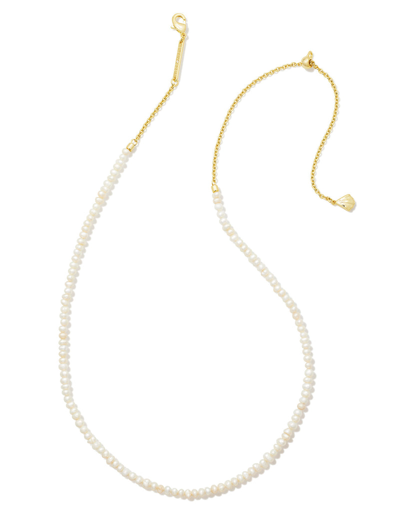 Lolo Gold Strand Necklace in White Pearl