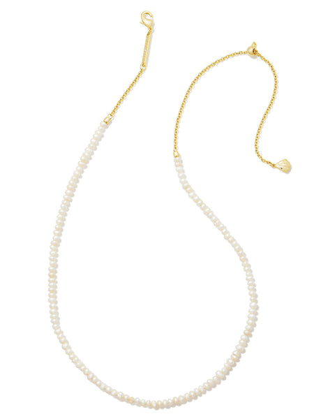 Lolo Gold Strand Necklace in White Pearl