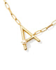 Pearl Gold Letter Short Pendant Necklace in White Pearl