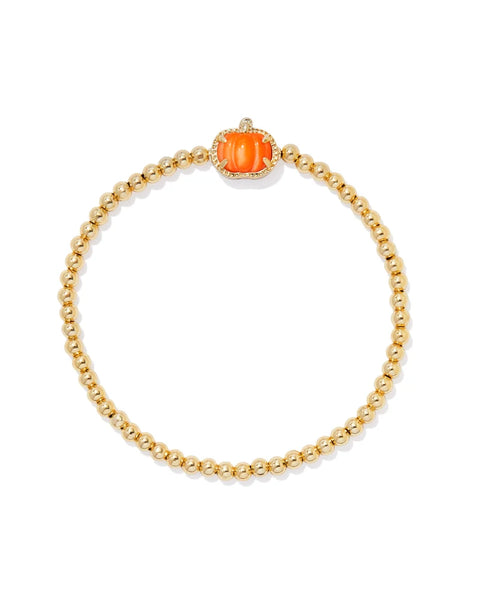 Pumpkin Gold Stretch Bracelet in Orange Mother of Pearl