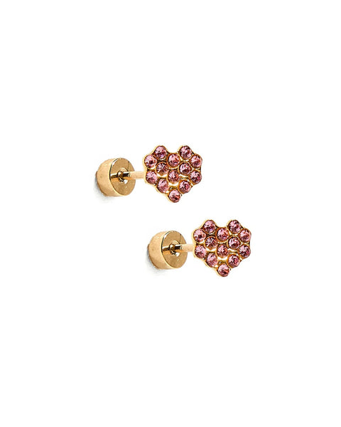 Leo Gold Screwback Stud Earrings in Pink