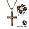 Gun Metal OP Steel Matte Finish Black Dinosaur Bone Inlay with Lab Grown Diamond Cross Pedant