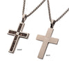 Gun Metal OP Steel Matte Finish Black Dinosaur Bone Inlay with Lab Grown Diamond Cross Pedant