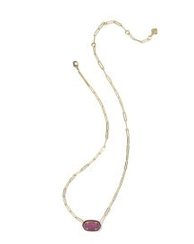 Elisa Enamel Paperclip Necklace Gold Maroon Magnesite