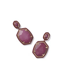Daphne Enamel Frame Drop Earring Gold Maroon Magnesite
