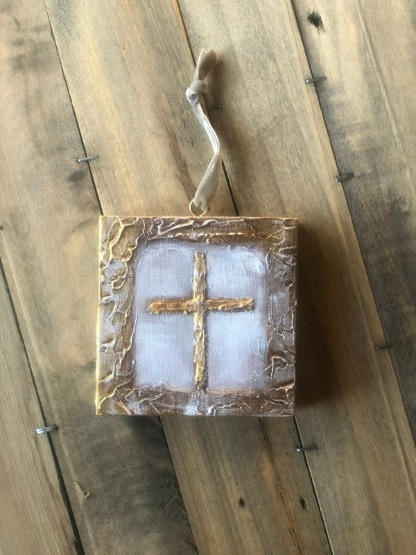 Cross Handpainted Canvas Ornament 4