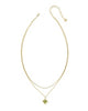 Joelle Multi-Strand Necklace in Gold Chartreuse Green Mother of Pearl