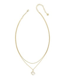 Joelle Multi-Strand Necklace in Gold Ivory Mother of Pearl