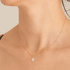 Glam CZ Disc Pendant Necklace in Gold