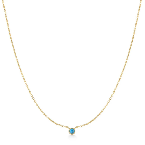 Bezel Set Lab-Created Turquoise Solitaire Necklace