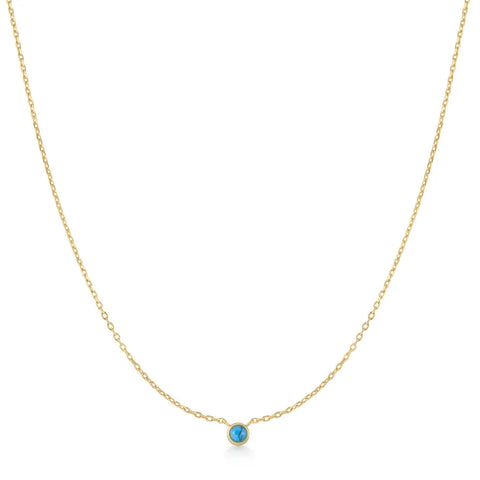 Bezel Set Lab-Created Turquoise Solitaire Necklace