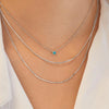 Bezel Set Lab-Created Turquoise Solitaire Necklace