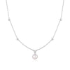 Bezel Set CZ Station Necklace with Shell Pearl Pendant