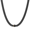 Black IP Stainless Steel Matte Finish Miami Cuban Chain with Black Sapphire Clasp