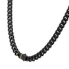 Black IP Stainless Steel Matte Finish Miami Cuban Chain with Black Sapphire Clasp