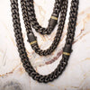 Black IP Stainless Steel Matte Finish Miami Cuban Chain with Black Sapphire Clasp