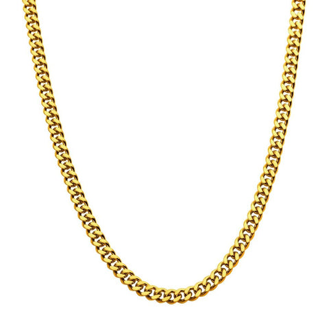 Stainless Steel Gold IP Plated Diamond Cut 6mm Curb Chain