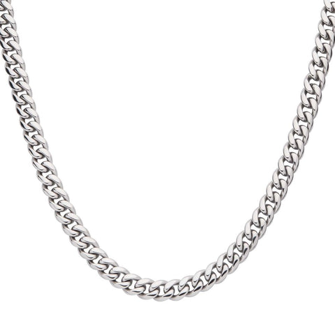 Stainless Steel 8mm Miami Cuban Chain Necklace with CZ Clasp