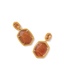 Daphne Enamel Frame Drop Earring Gold Orange Goldstone