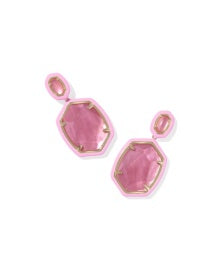 Daphne Enamel Frame Drop Earring Gold Bright Pink Illusion