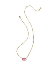 Elisa Enamel Paperclip Necklace Gold Bright Pink Illusion