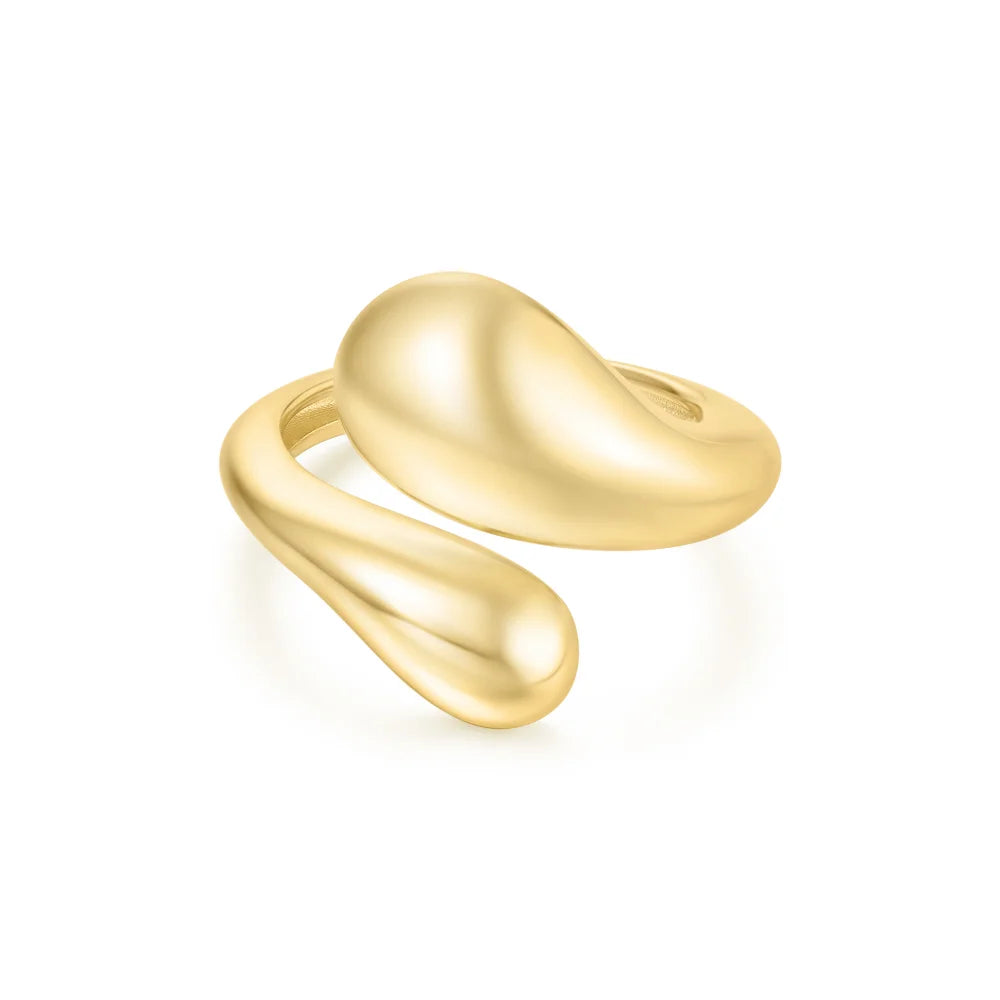 Gold Sculptural Crossover Ring in Gold