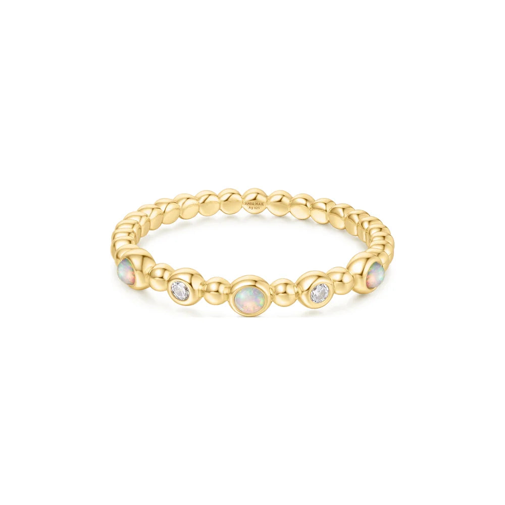 Gold Bezel Kyoto Opal Beaded Ring