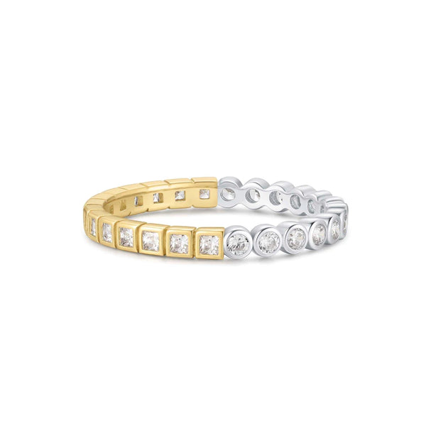 Two-Tone Square & Circle Bezel Ring