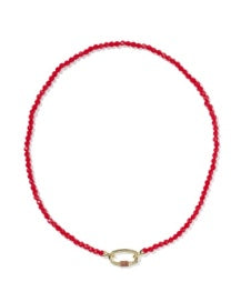 Emery Beaded Strand Necklace Gold Red Glass