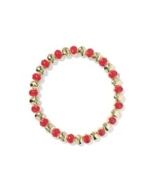 Daphne Enamel Stretch Bracelet Gold Red Enamel